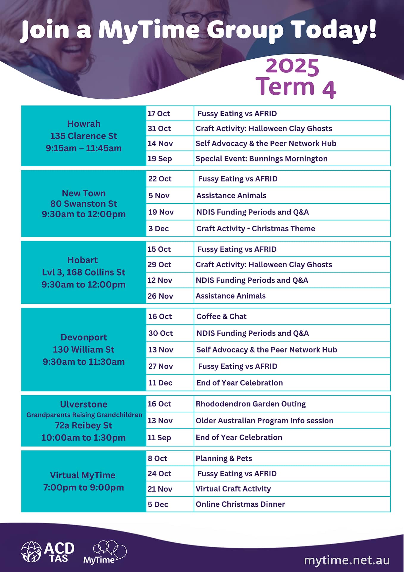 ACD Tas facilitates MyTime in Tasmania